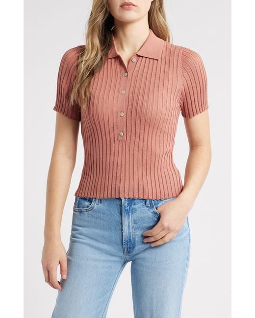 525 America Pink Maya Rib Polo