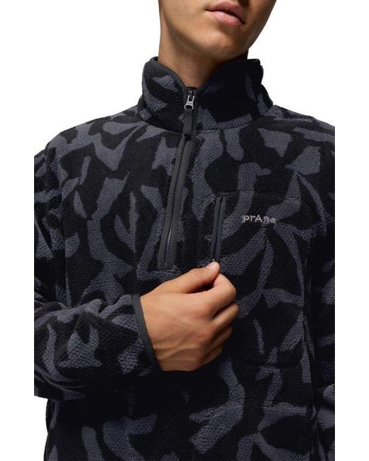 Prana Black Tuff Fluff Fleece Half Zip Pullover for men