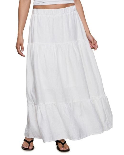 Sanctuary White The Prairie Tiered Linen Maxi Skirt