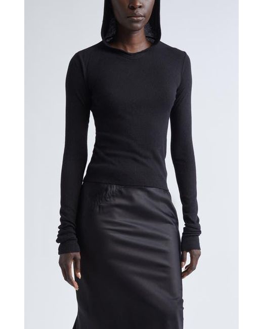 Rick Owens Black Rib Crop Hoodie