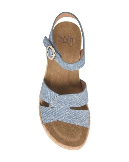Söfft Blue Capri Ankle Strap Platform Sandal