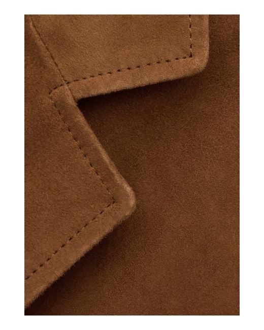 Mango Brown Straight Suede Blazer