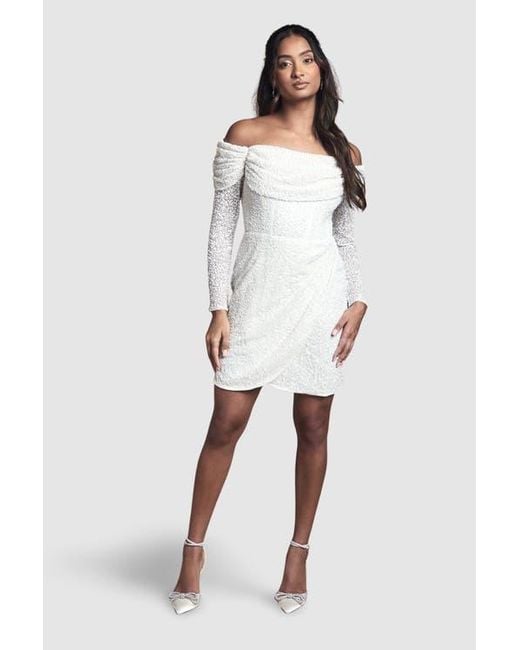 Coast Women's White Bardot Long Sleeve Mini Dress - magambanetwork.com