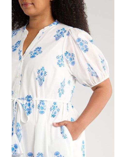 Sugarlips White Yila Floral Beth Tiered Cotton Midi Dress