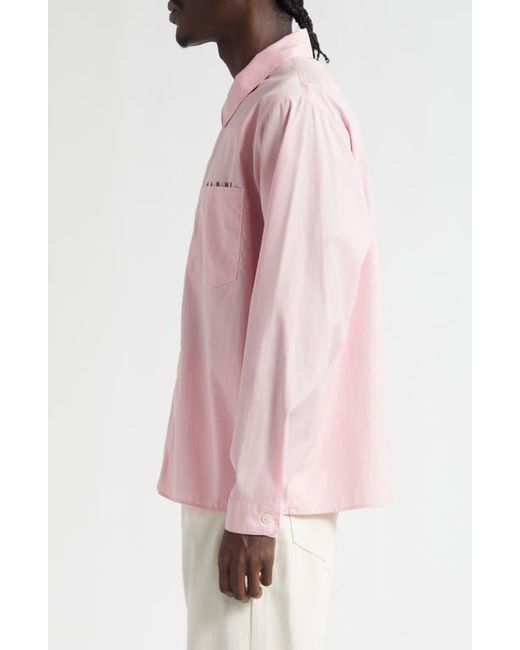 Marni Pink Hidden Logo Organic Cotton Poplin Zip Shirt for men