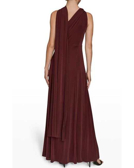 Donna Karan Purple Drape Sleeveless Side Slit Gown