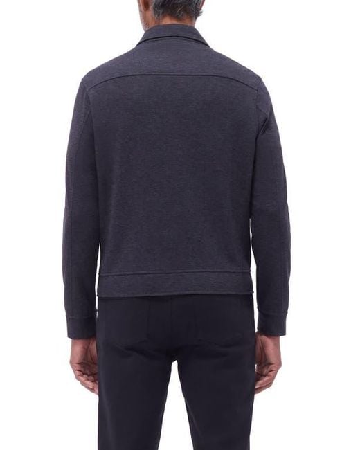 Bugatchi Blue Soft Touch Zip Knit Shirt Jacket for men