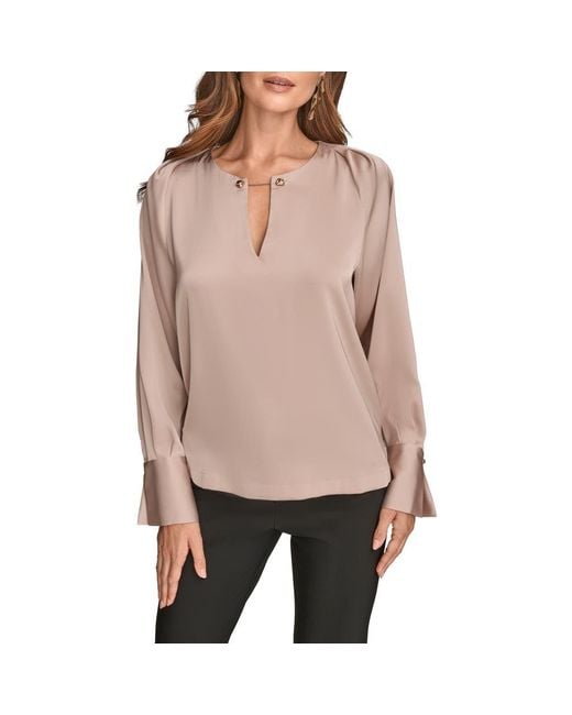 Donna Karan Natural Chain Detail Long Sleeve Top
