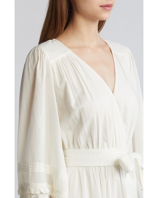 Cleobella Natural Jill Tie Waist Long Sleeve Organic Cotton Minidress