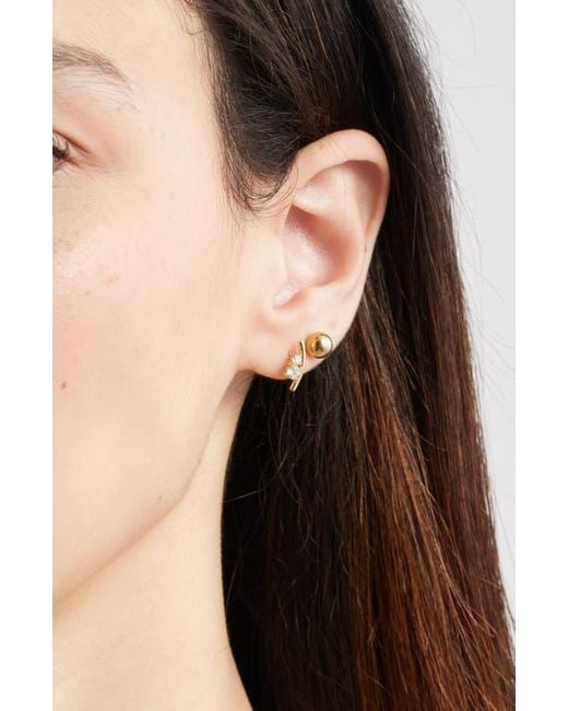 Nordstrom White Set Of 3 Waterproof Cubic Zirconia Assorted Stud Earrings