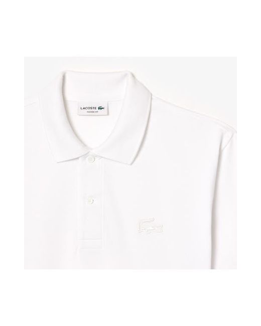 Lacoste White Small Croc Polo for men