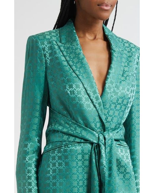 Veronica Beard Green Issel Chain Print Tie Waist Jacket
