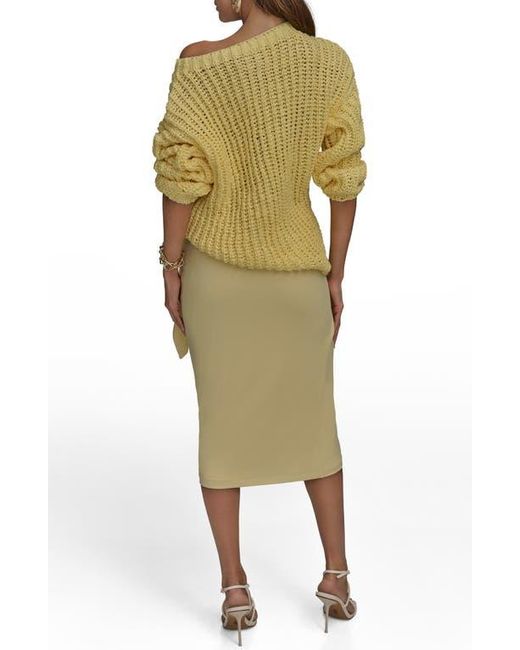 Donna Karan Green Open Stitch Sweater