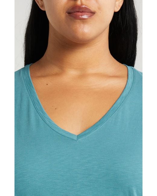 Nordstrom Blue V-neck Pima Cotton Slub T-shirt