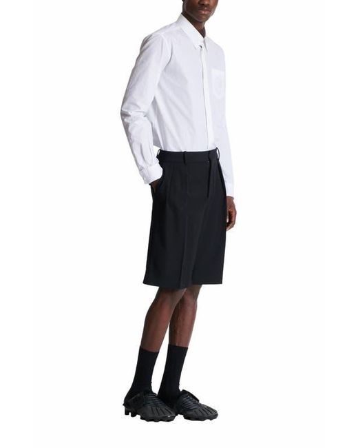 Balmain Black Grain De Poudre Pleated Bermuda Shorts for men