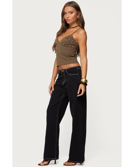 Edikted Black Nora Button Camisole