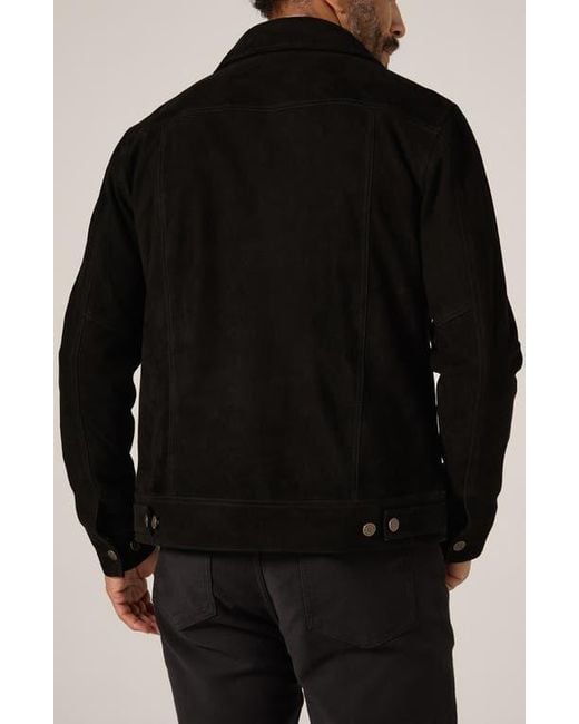 7 Diamonds Black Outback Front Zip Suede Jacket for men