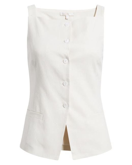Wayf White Naomi Linen Blend Vest