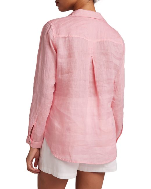 Bella Dahl Pink Garment Dyed Linen Button-up Shirt