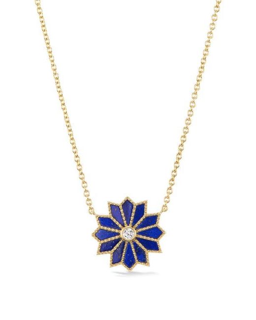 Orly Marcel Blue Mini Sacred Flower Pendant Necklace