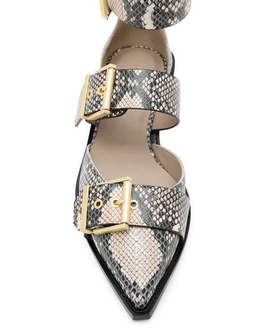 AllSaints Metallic Sutton Snakeskin Embossed Pointed Toe Flat