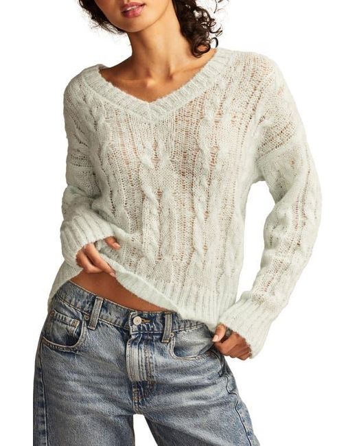Lucky Brand Gray Open Cable Stitch Sweater
