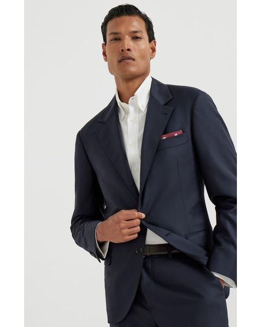 Brunello Cucinelli Blue Twill Blazer for men