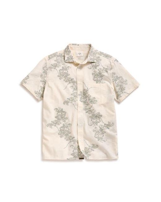 Billy Reid Natural Watercolor Lily Short Sleeve Button-Up Shirt for men
