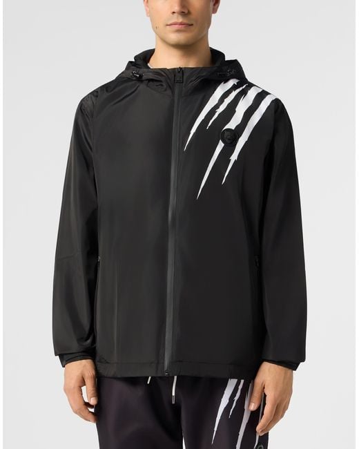 Philipp Plein Black Nylon Jacket Scratch for men