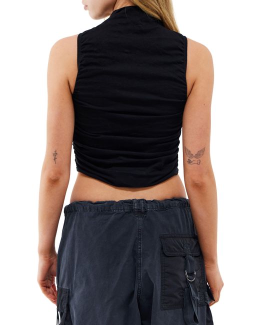 BDG Blue Ruched Washed Cotton Crop Top