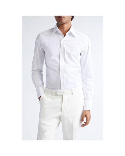 Tom Ford Men's White Classic Fit Cotton Poplin Button-Up Shirt