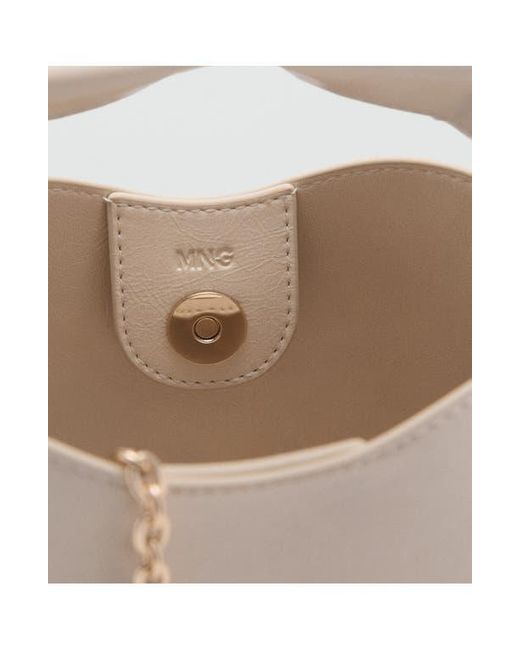 Mango White Mini Faux Leather Top Handle Bag