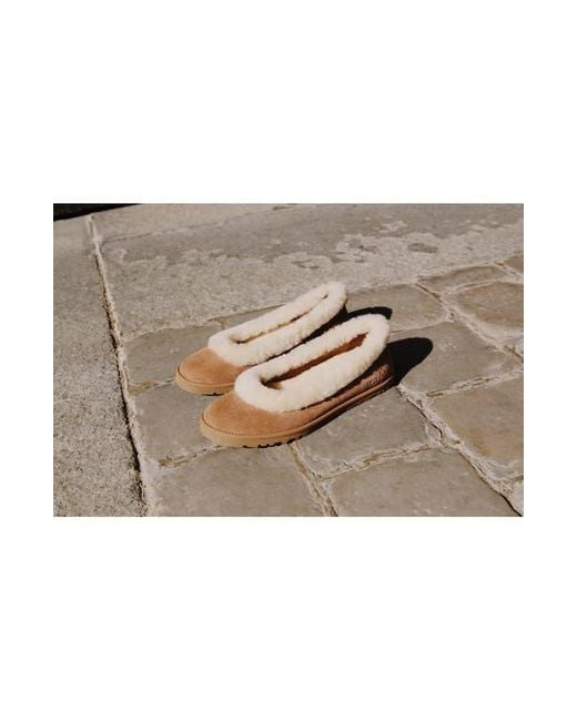Ugg Natural Zora Genuine Shearling Trim Ballet Flat