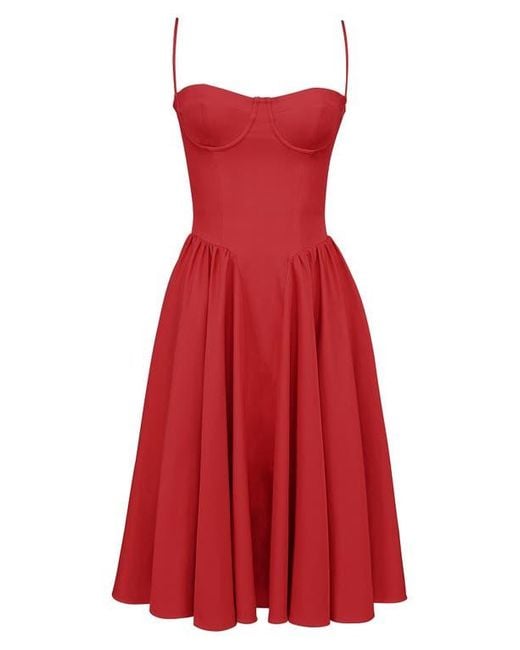 House Of Cb Samaria Fit & Flare Midi Cocktail Dress in Red | Lyst