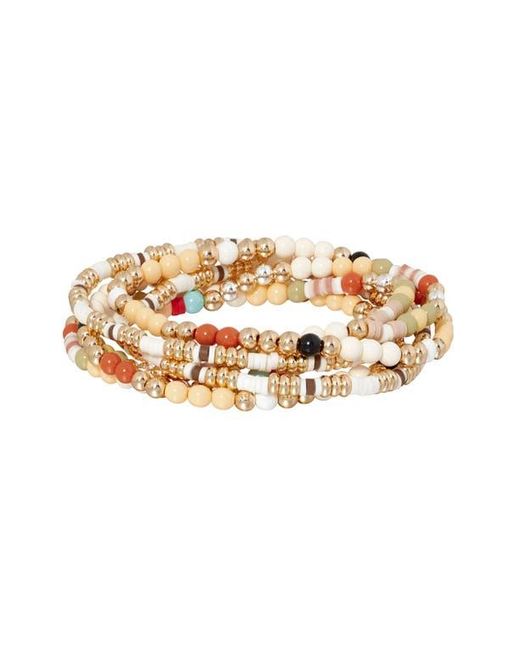 Roxanne Assoulin Natural The Calm Bunch Set Of 6 Beaded Stretch Bracelets