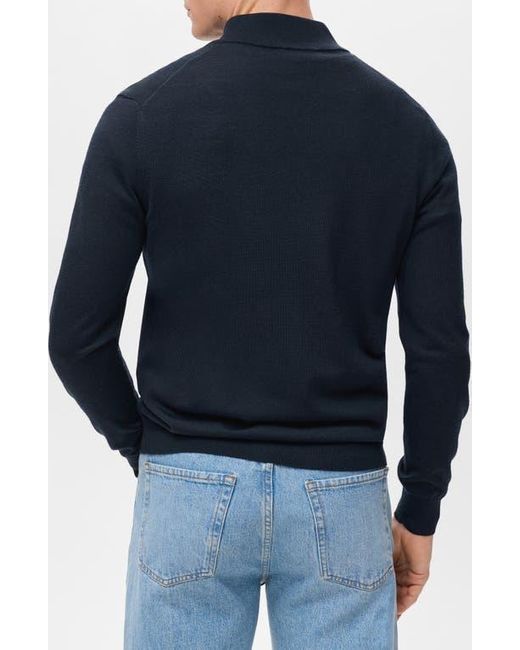 Mango Blue Perkins Wool Quarter Zip Sweater for men