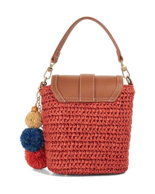 Dune Red Dimple Raffia Handbag
