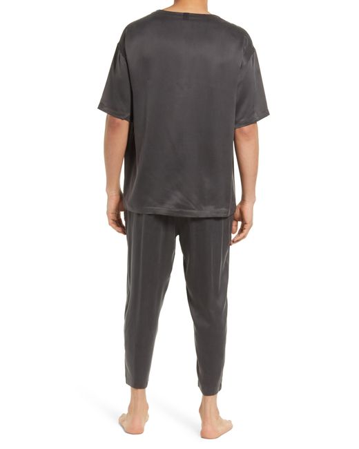 Lahgo Washable Silk Pajamas in Black for Men