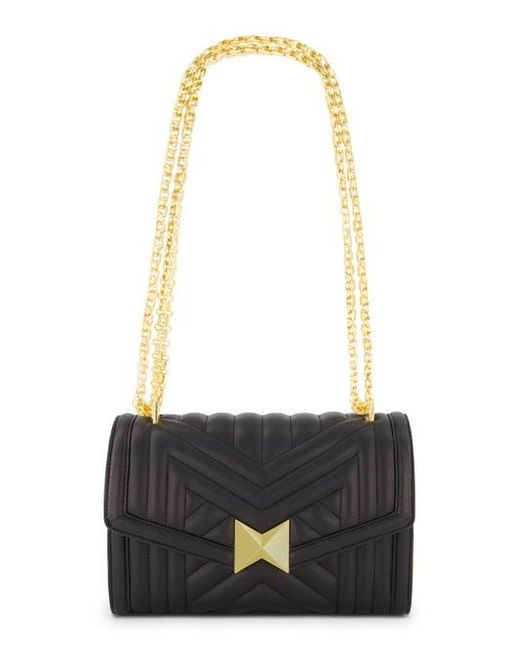 Mac Duggal Black Chain Quilted Napa Leather Handbag