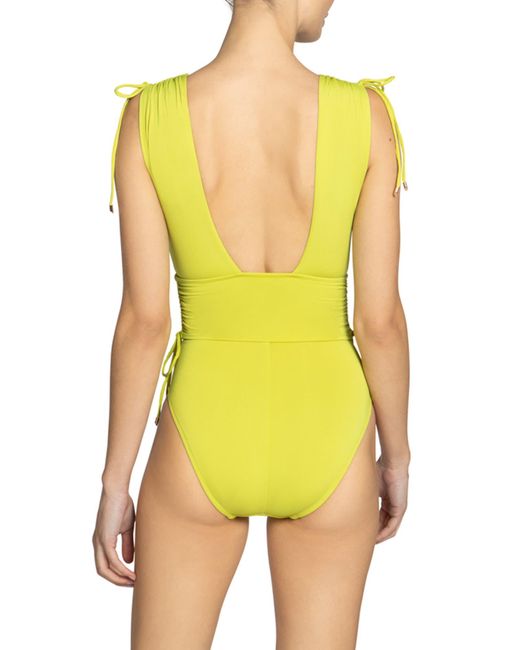Robin Piccone Yellow Aubrey V-neck One-piece Swimsuit