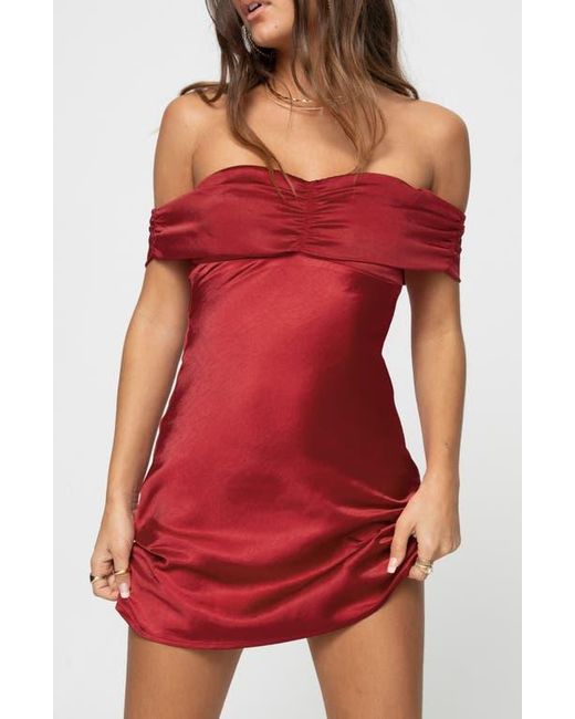 Princess Polly Red Sadee Off The Shoulder Satin Minidress