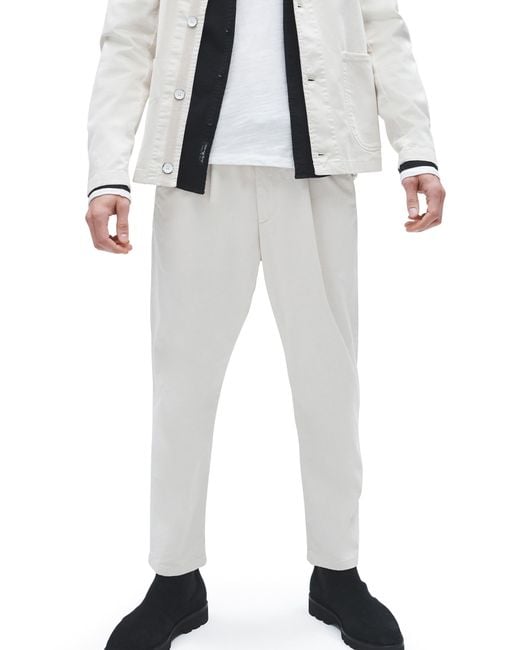 Rag & Bone Pleated Stretch Cotton Chino Pants in White for Men | Lyst