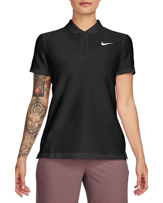 Nike Black Victory Dri-fit Ottoman Knit Golf Polo