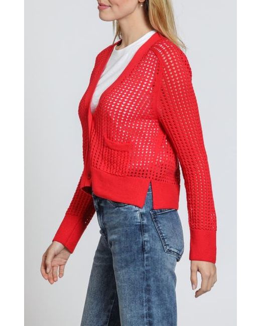 Apny Red Open Stitch Cardigan