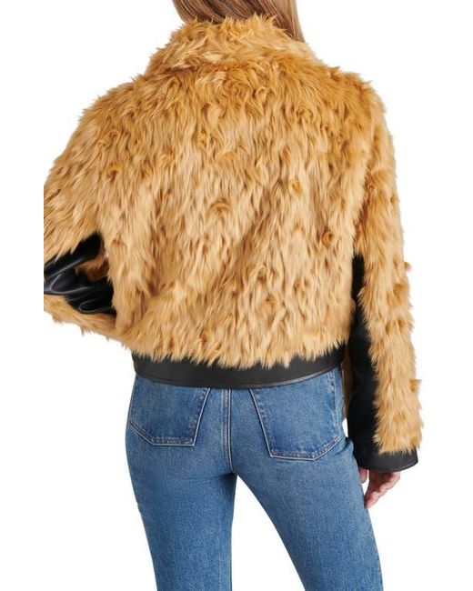 Steve Madden Blue Nimba Faux Fur & Faux Leather Jacket