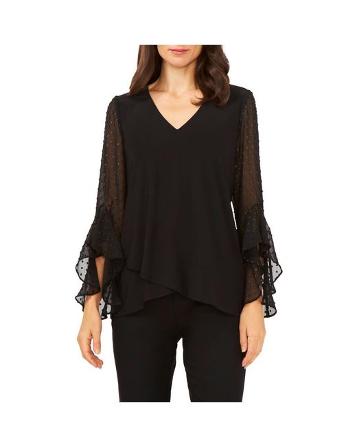 Chaus Black Tulip Bell Sleeve Top