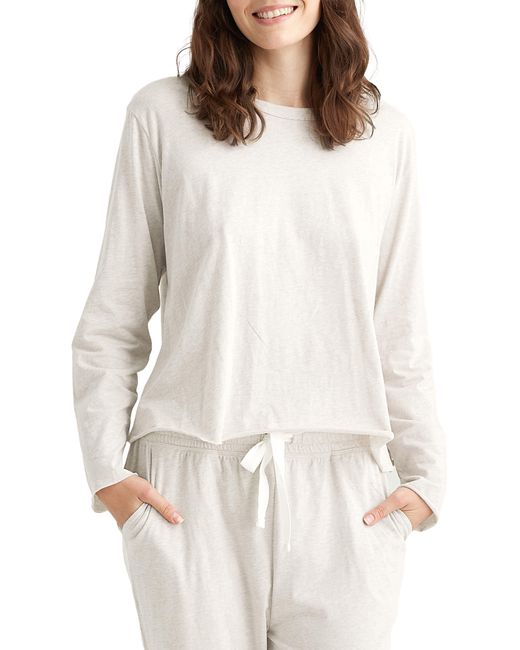 Papinelle White Jada Long Sleeve Cotton Pajama Top
