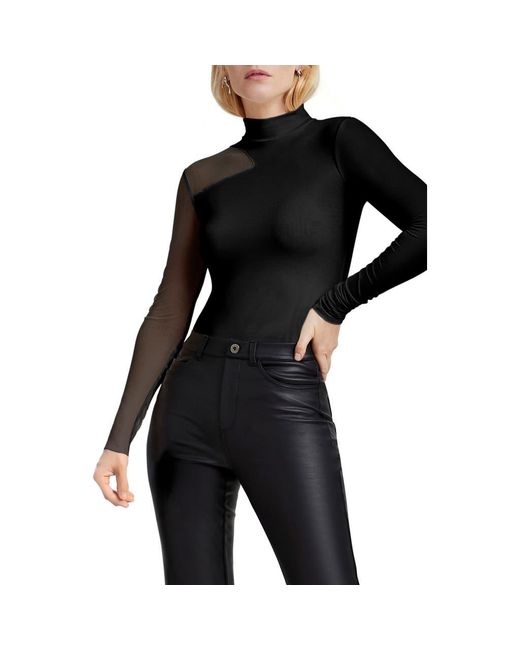 MARCELLA Black Ysabel Mesh Panel Jersey Top
