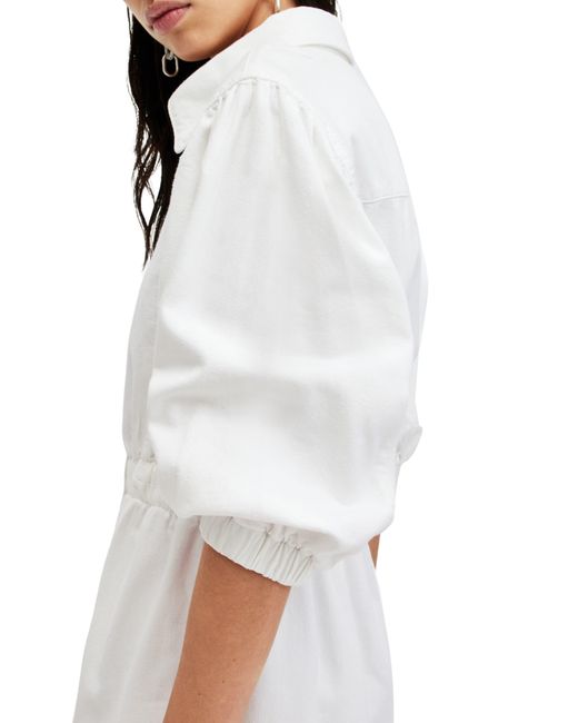 AllSaints White Osa Puff Sleeve Denim Shirtdress