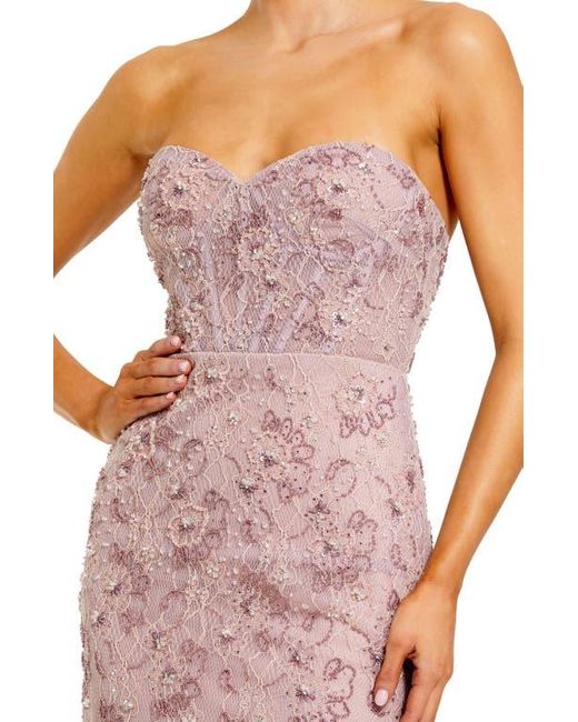 Mac Duggal Multicolor Beaded Strapless Bustier Gown With Satin Cape